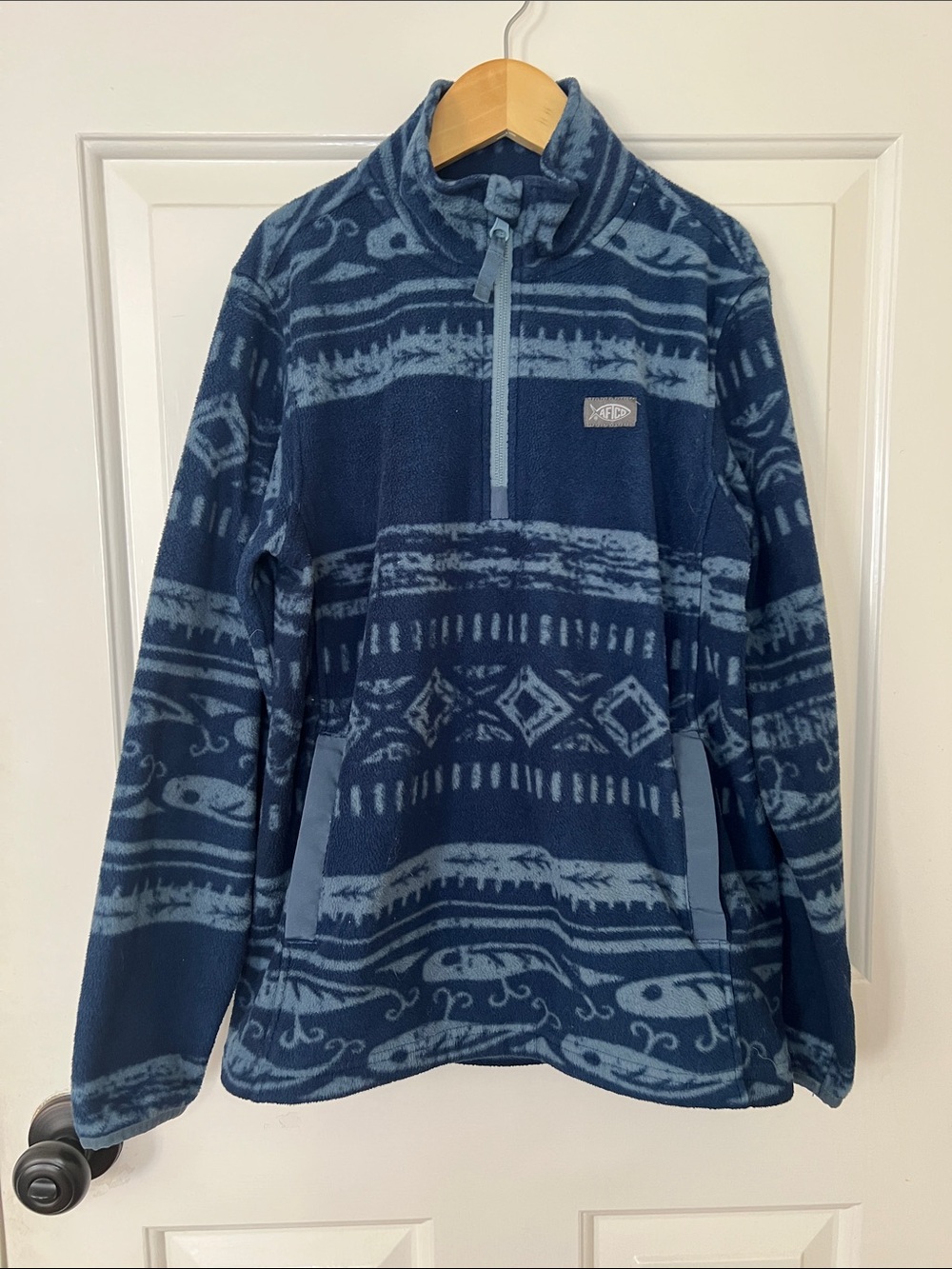 AFTCO Kids Blue Patterned Half-Zip Fleece Jacket